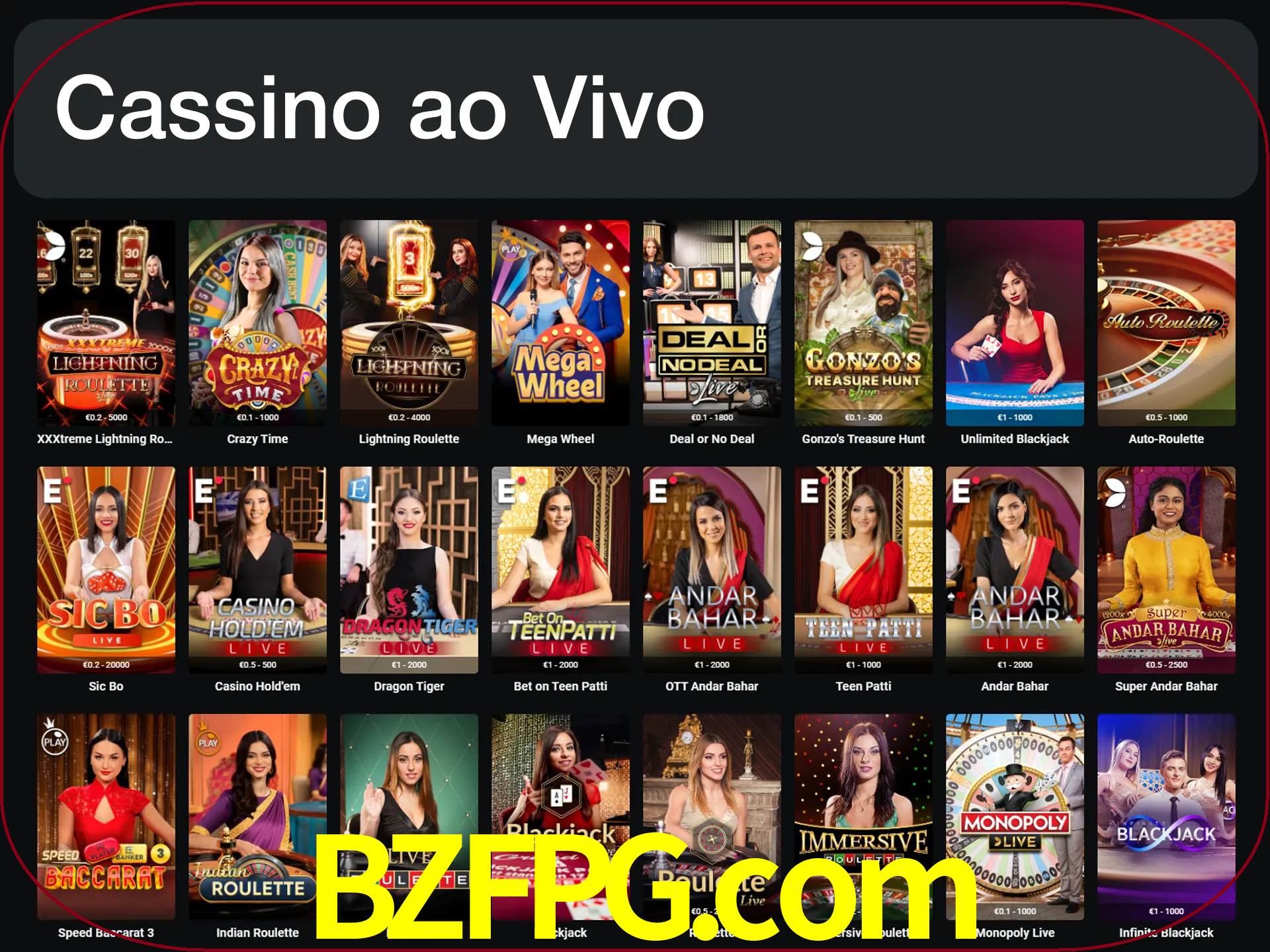 Jogue jogos de cassino com um verdadeiro dealer.