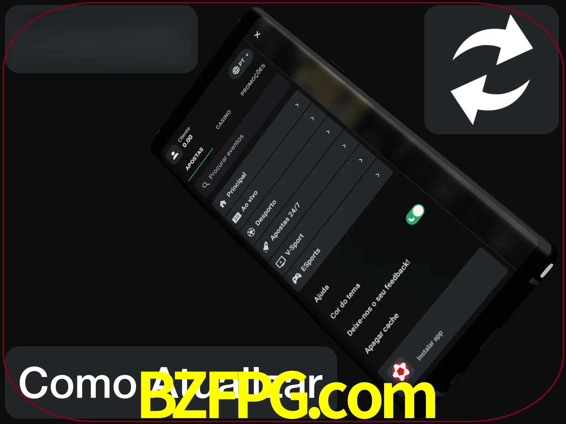 O aplicativo é atualizado automaticamente quando você faz o login.