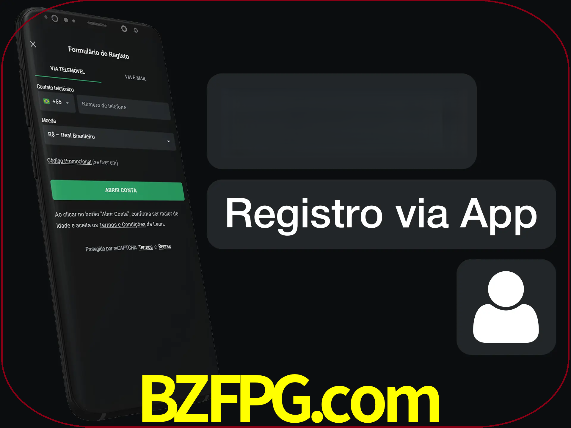 Registre-se com duas etapas usando o aplicativo.