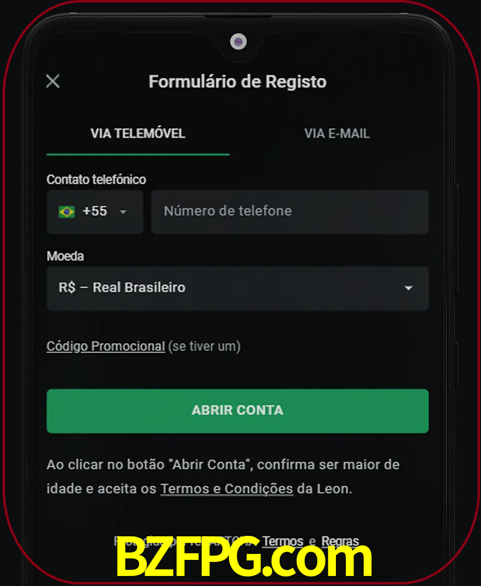 Abra o aplicativo e inicie o processo de registro.