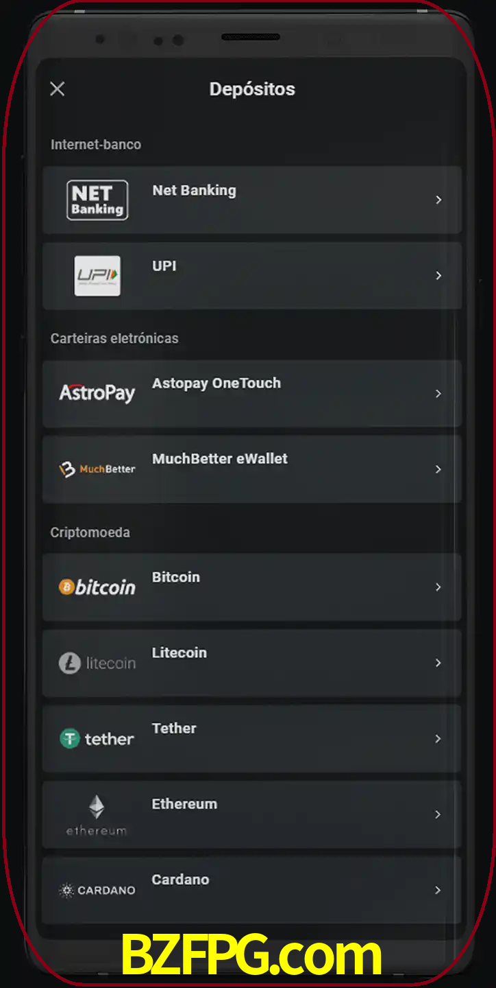 Você pode usar métodos alternativos de depósito.