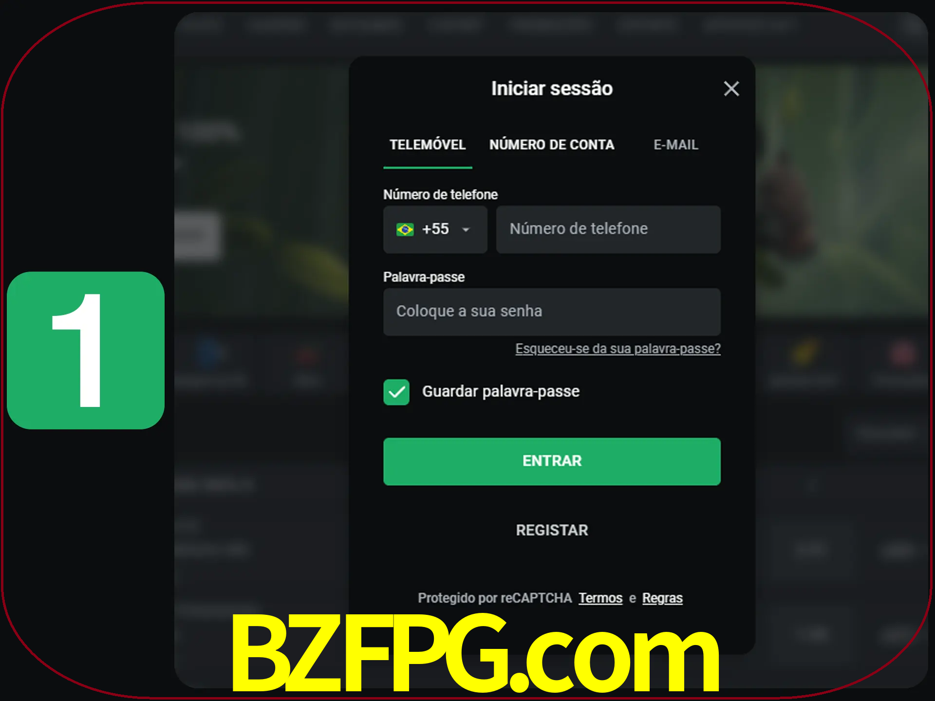 Clique no botão Entrar.